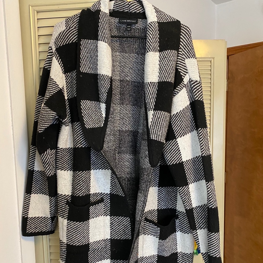 Longline Buffalo check sweater blazer